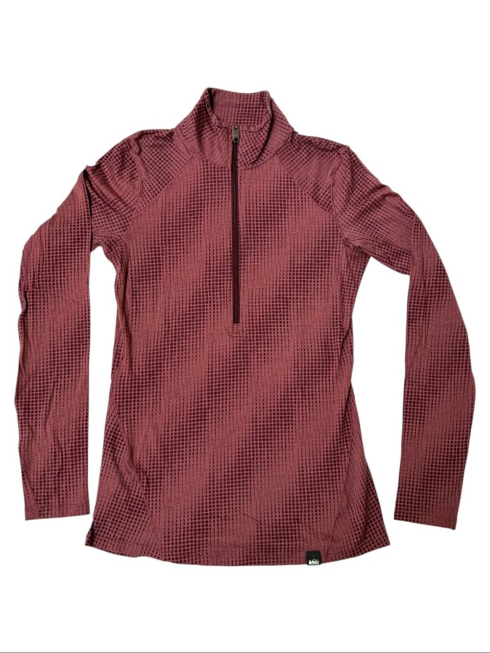 REI Merino Wool Half Zip XS Wild Rouge Dusty Rose Base Layer Pullover